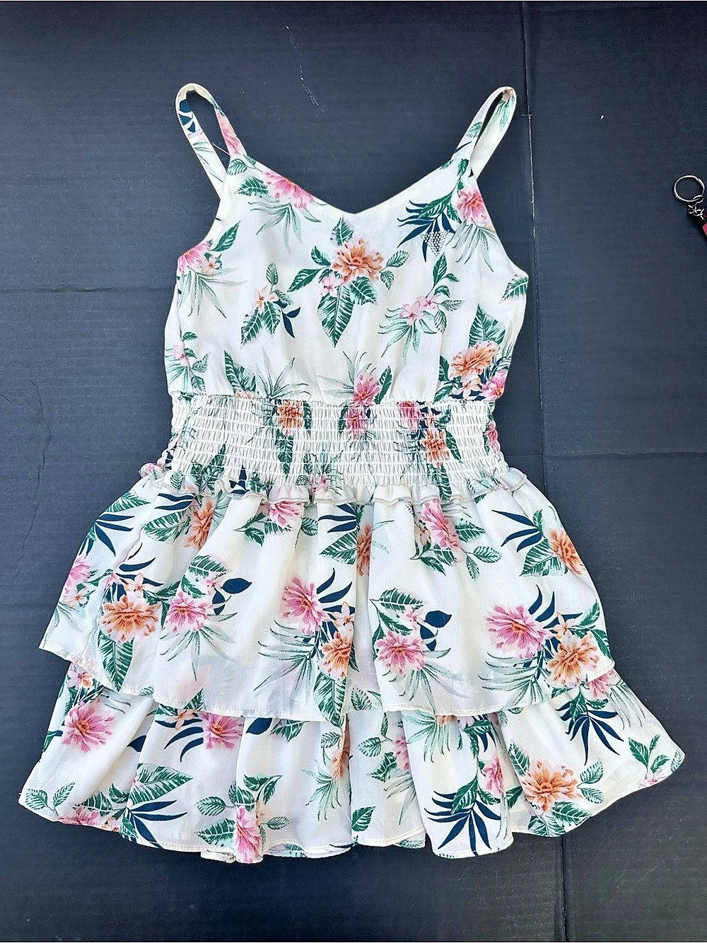 GUESS Floral Ruffle Mini Dress SZ 7